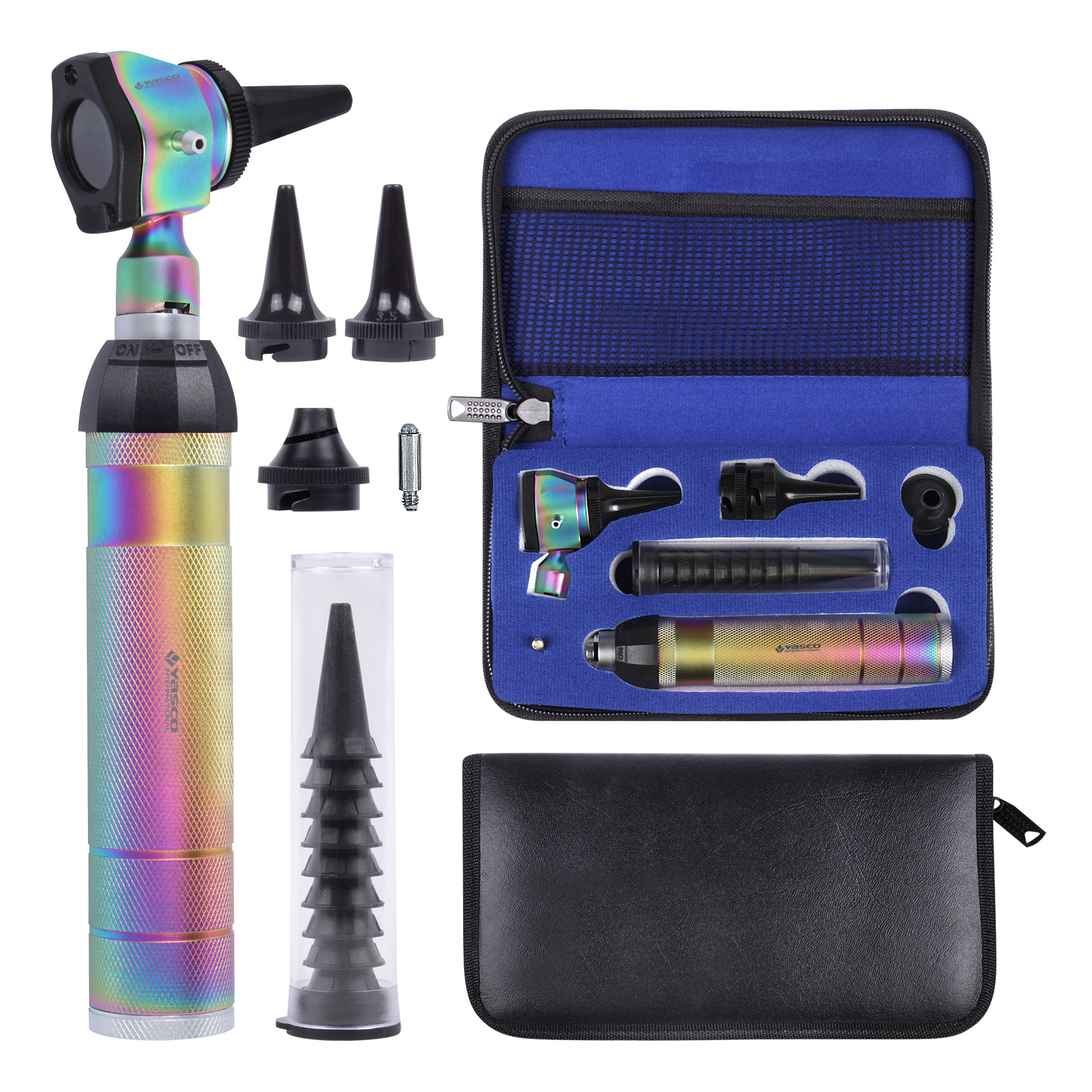 Brass Otoscope Set - Rainbow Finish