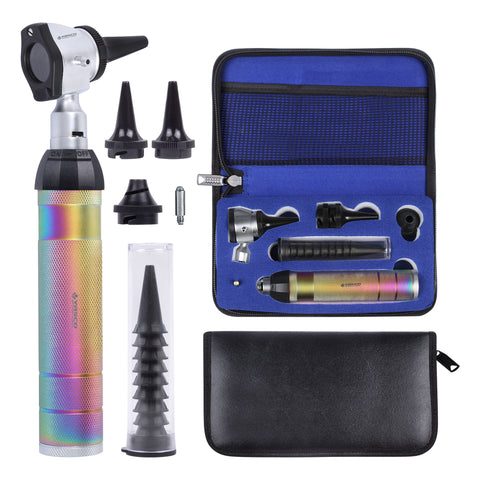 Brass Otoscope Set - Rainbow Finish Handle with Standard Finish Head