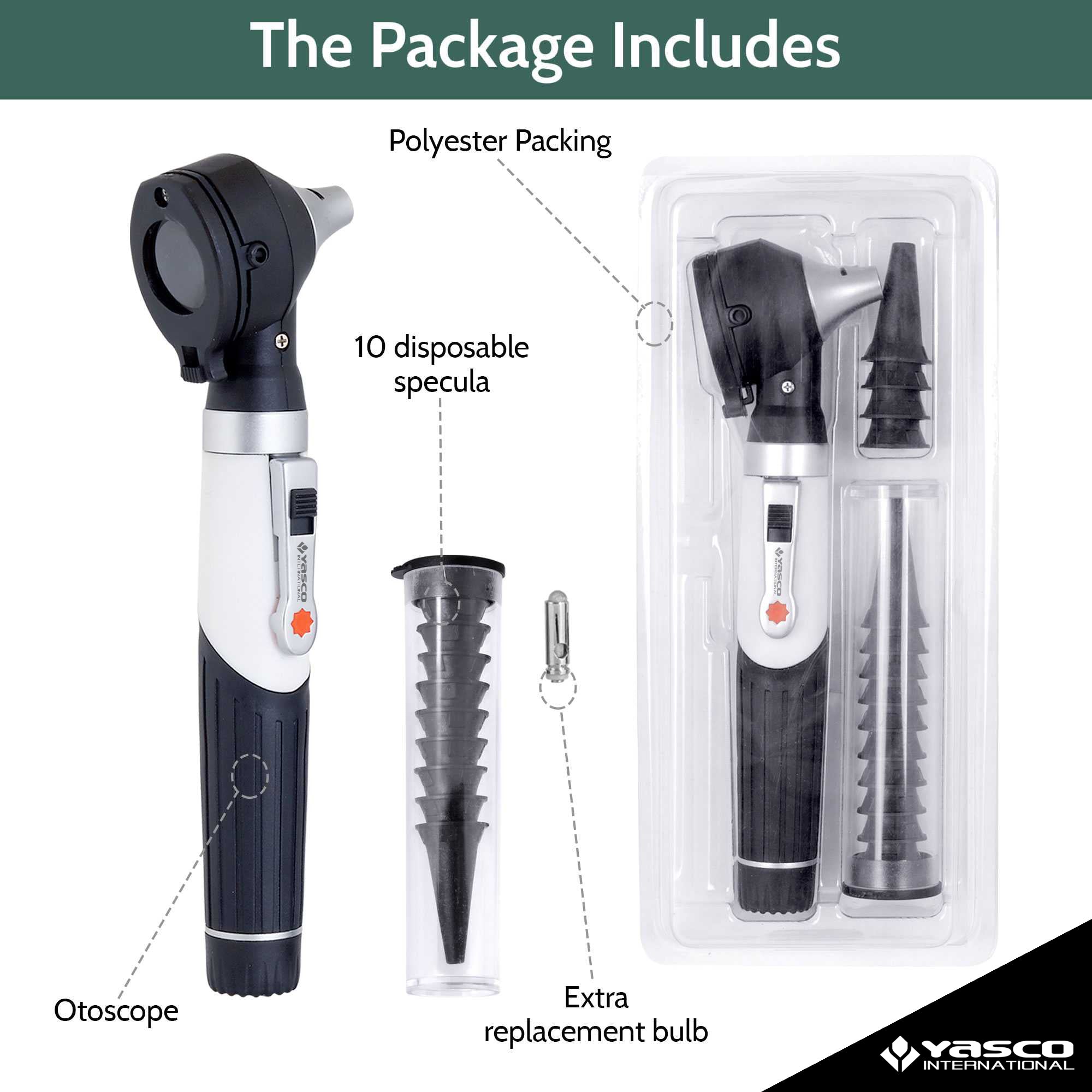 Fiber Optic Mini Otoscope Set - Black