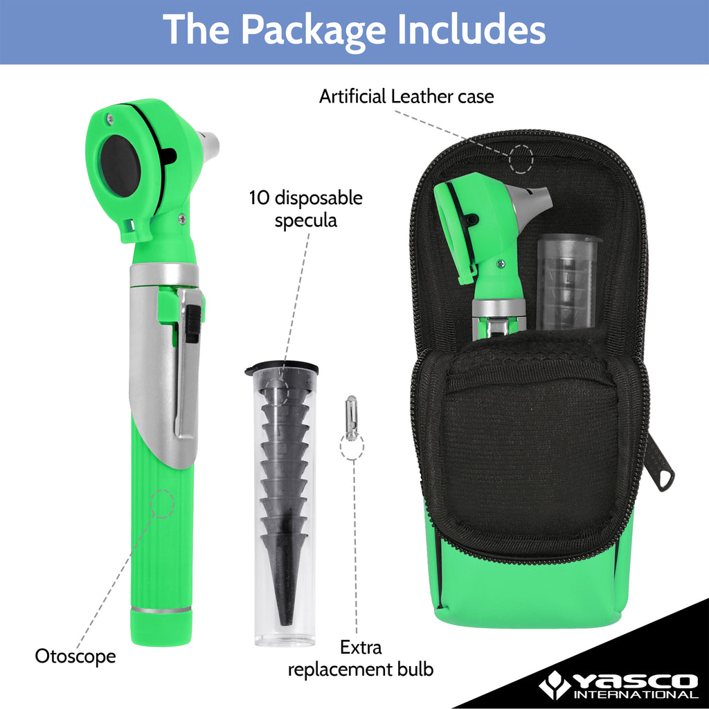Fiber Optic Mini Otoscope Set - Green