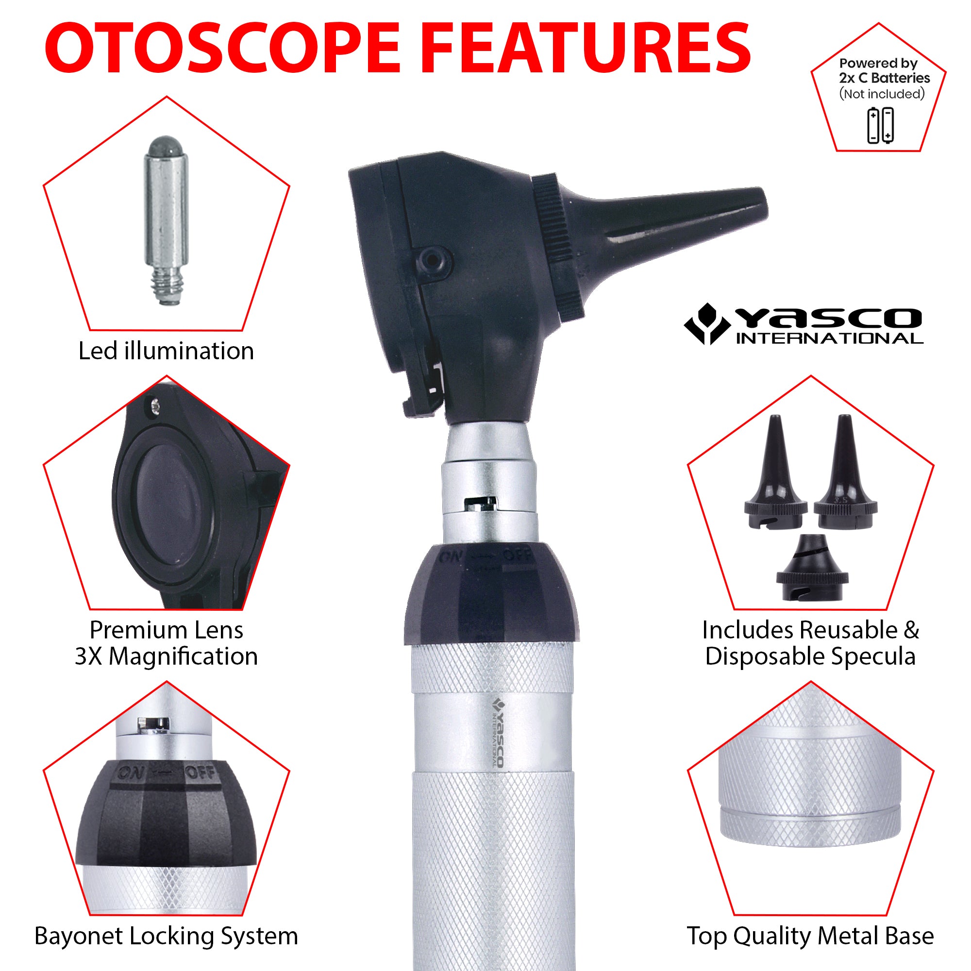 Conventional Otoscope Set - Full Black Head Secondary image