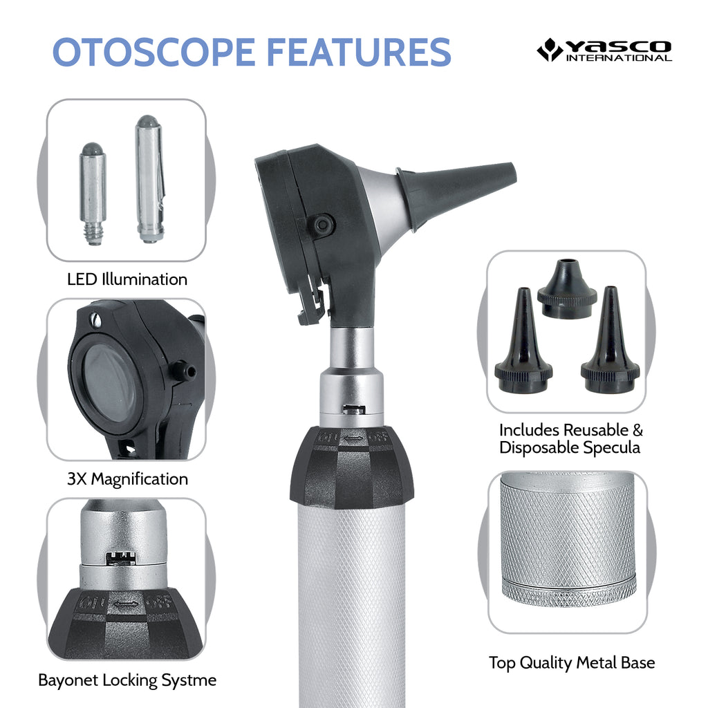 Ophthalmoscope & Otoscope Set - Black Head