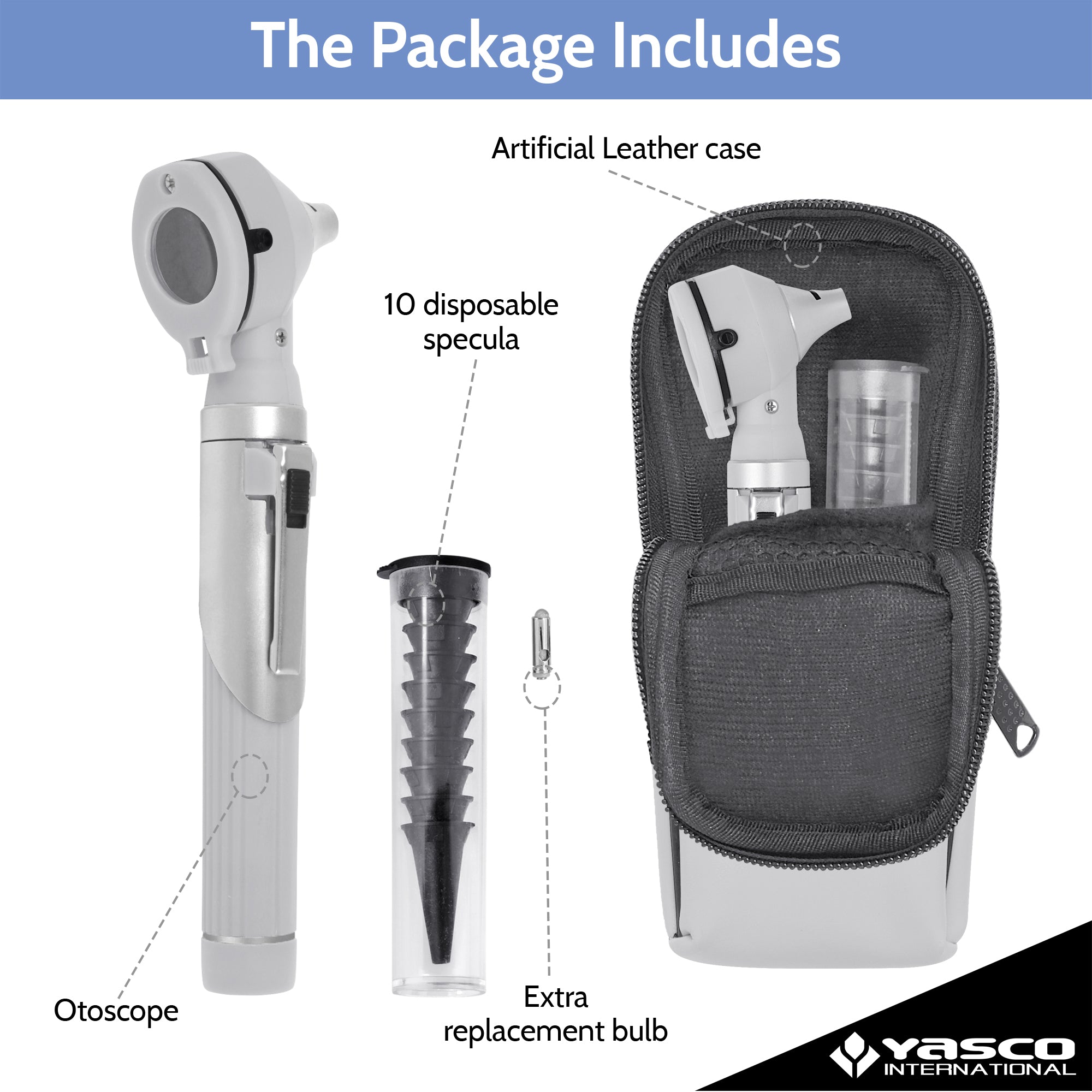 Fiber Optic Mini Otoscope Set - Gray