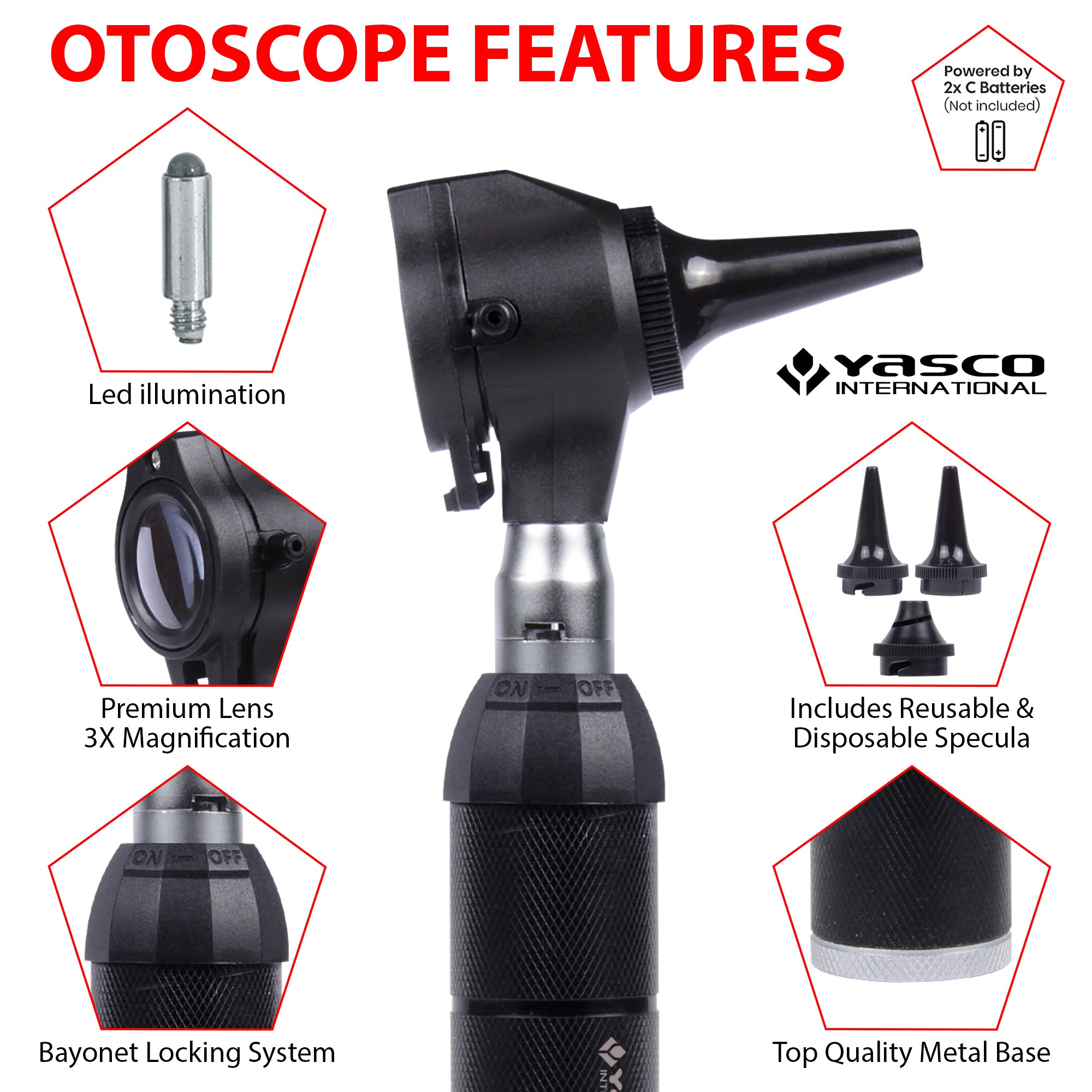Brass Otoscope Set - All Black Secondary image