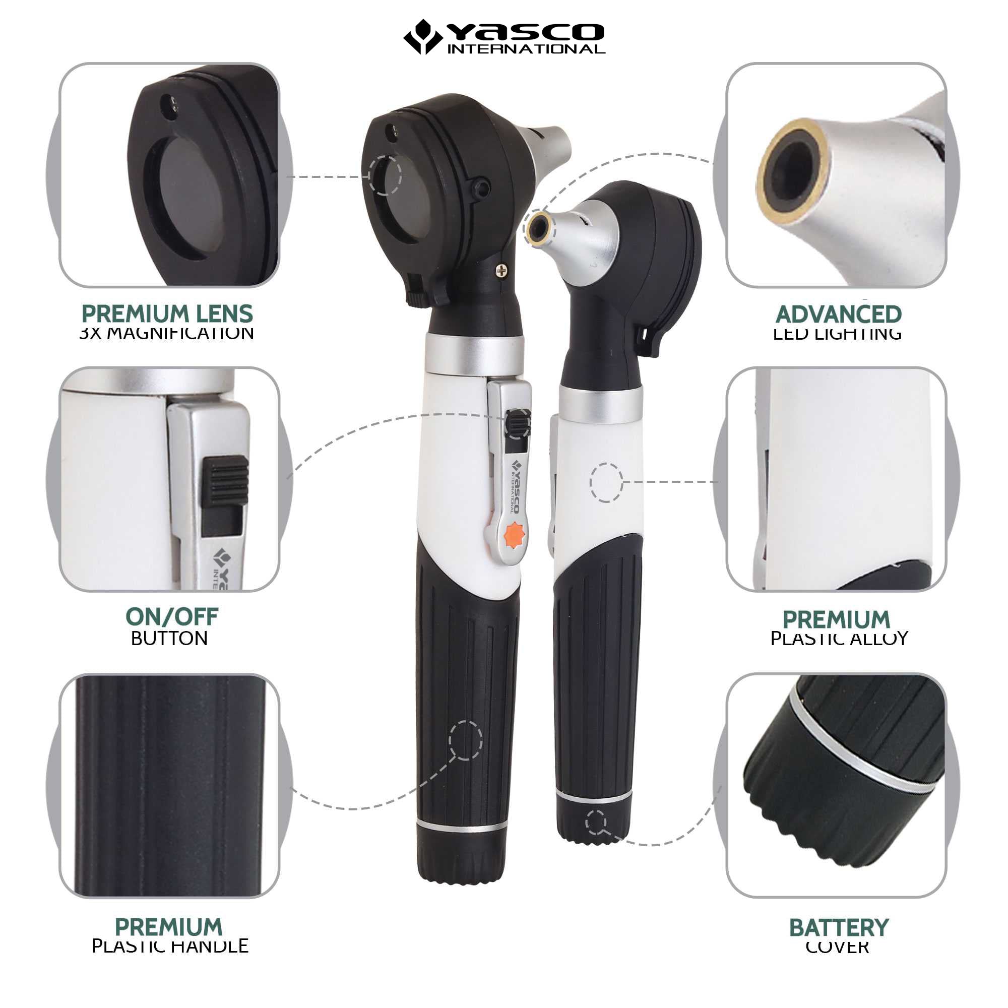 Fiber Optic Mini Otoscope Set - Black