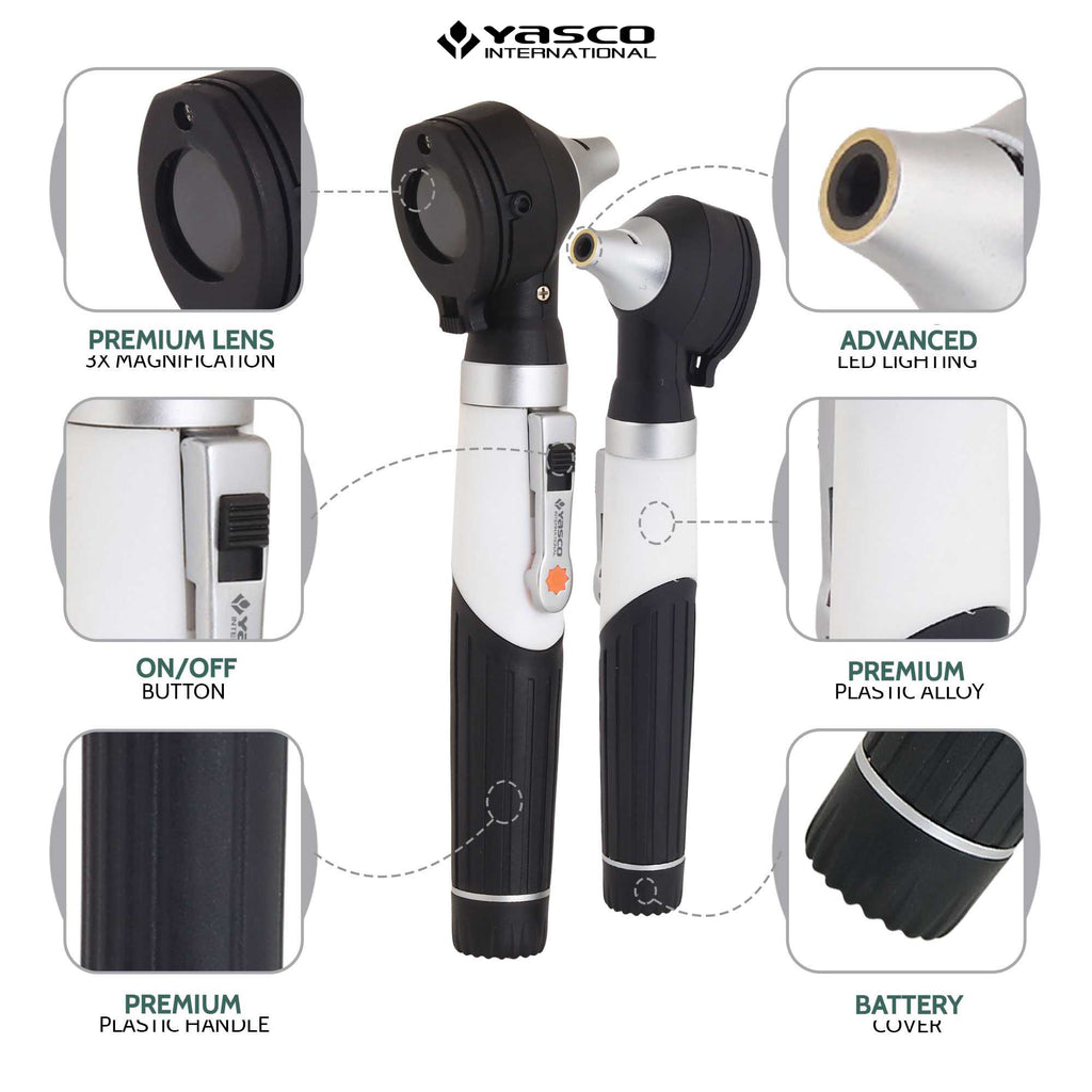 Fiber Optic Mini Otoscope Set - Black