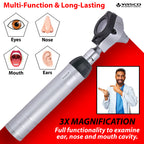 Fiber Optic EENT Ophthalmoscope & Otoscope Diagnostic Set (Single Aperture)