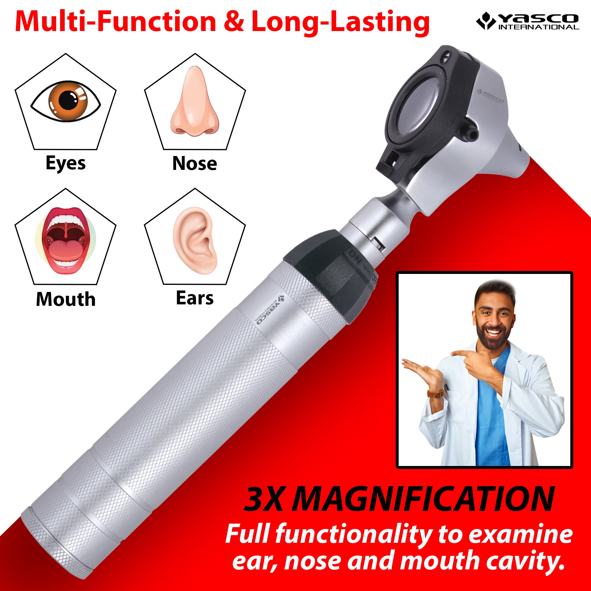 Fiber Optic EENT Ophthalmoscope & Otoscope Diagnostic Set (Single Aperture)