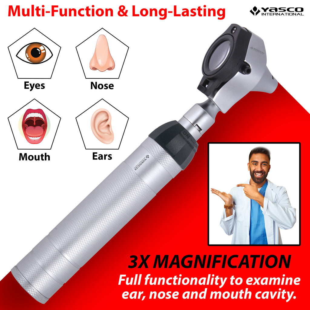 Fiber Optic EENT Ophthalmoscope & Otoscope Diagnostic Set (Single Aperture)