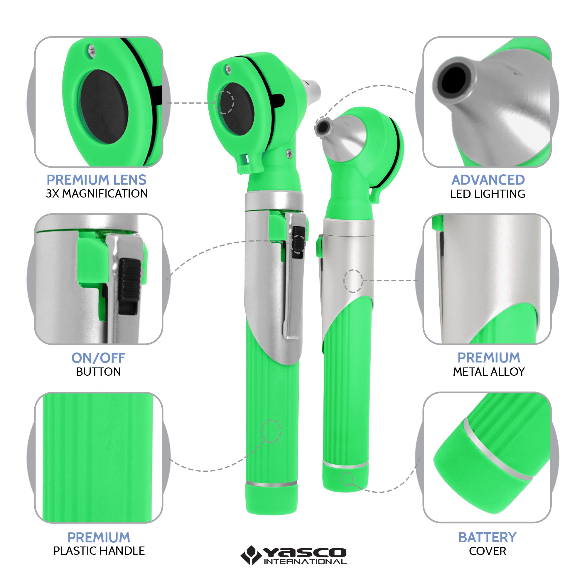 Fiber Optic Mini Otoscope Set - Green