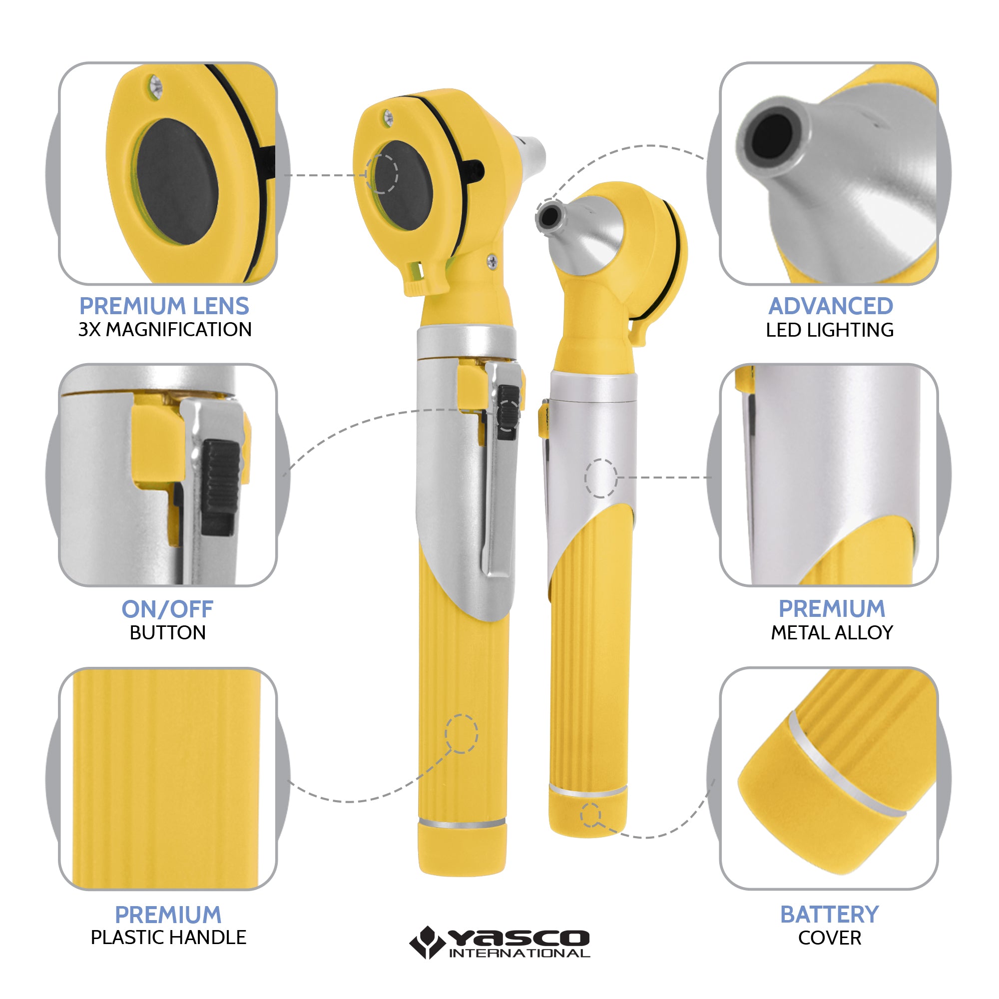 Fiber Optic Mini Otoscope Set - Yellow