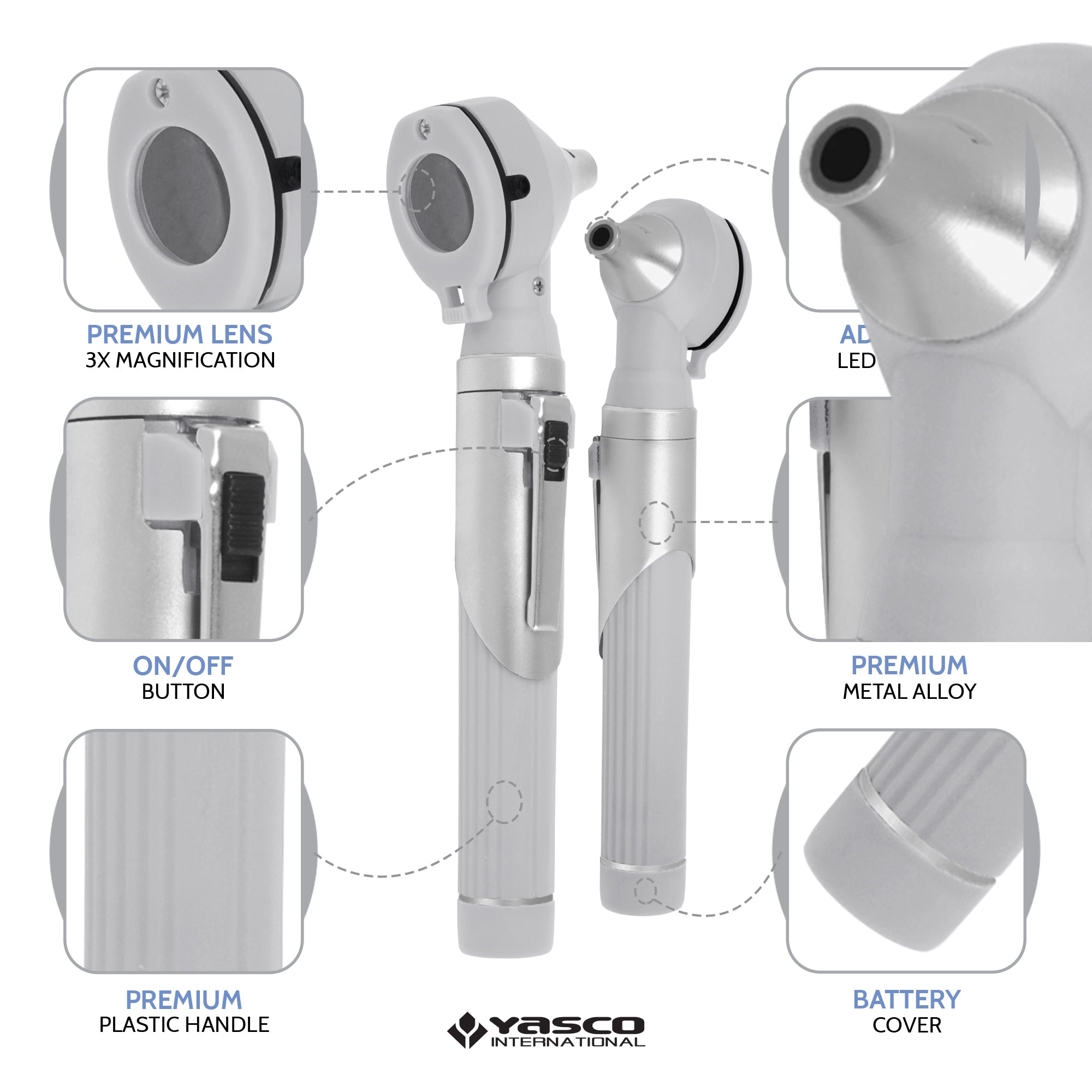 Fiber Optic Mini Otoscope Set - Gray