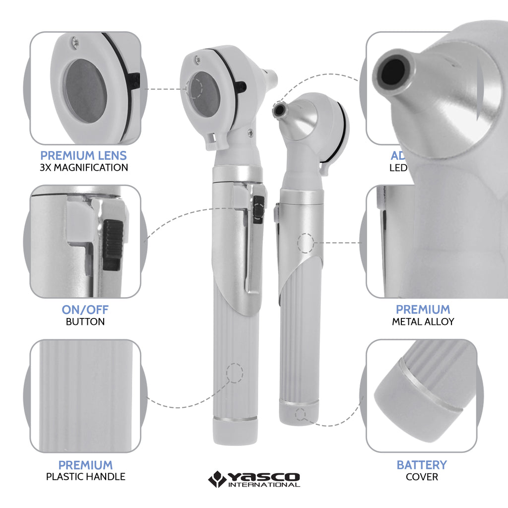 Fiber Optic Mini Otoscope Set - Gray