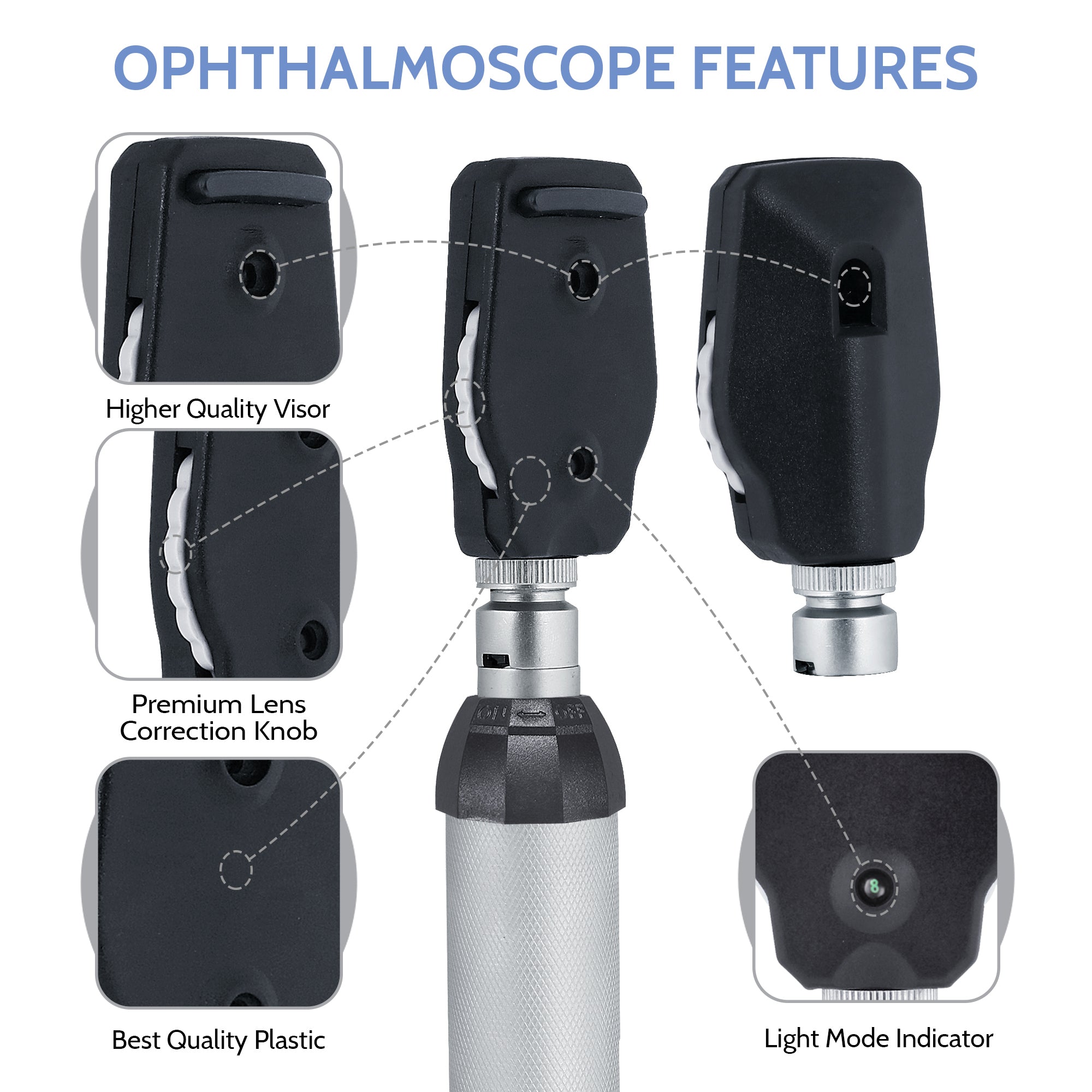 Ophthalmoscope & Otoscope Set - Black Head