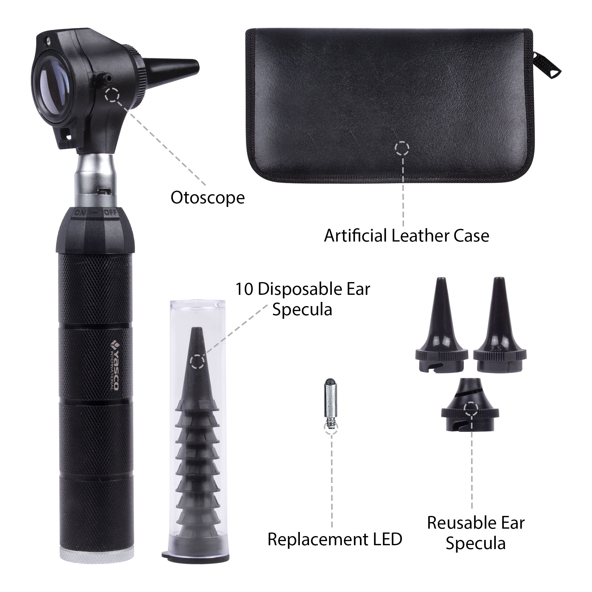 Brass Otoscope Set - All Black