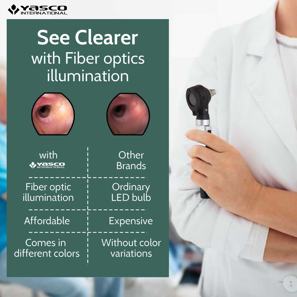 Fiber Optic Mini Otoscope Set - Black