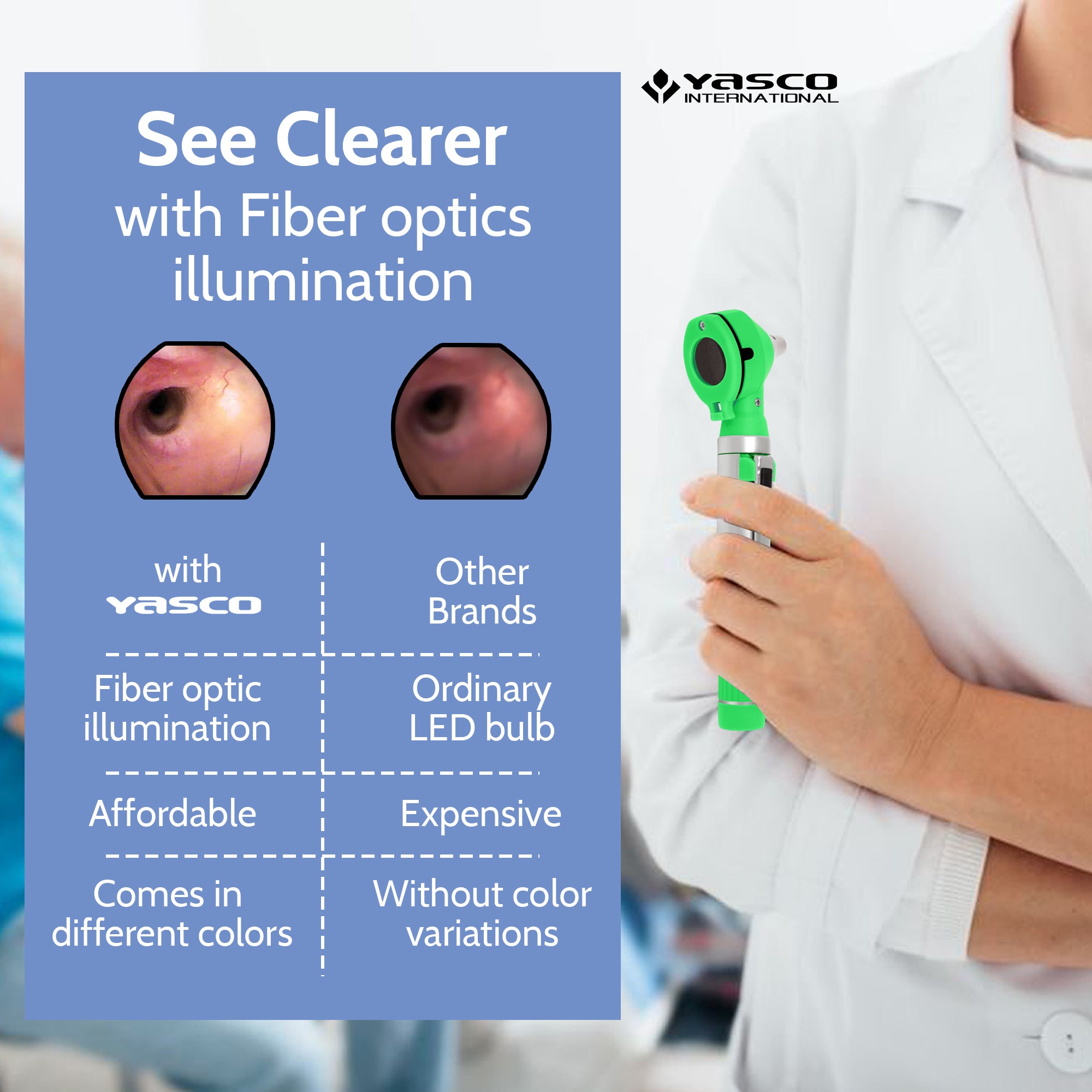 Fiber Optic Mini Otoscope Set - Green