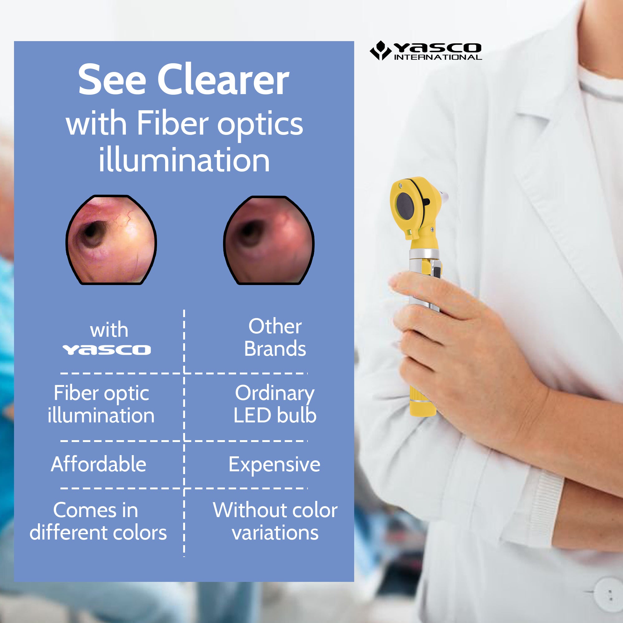 Fiber Optic Mini Otoscope Set - Yellow