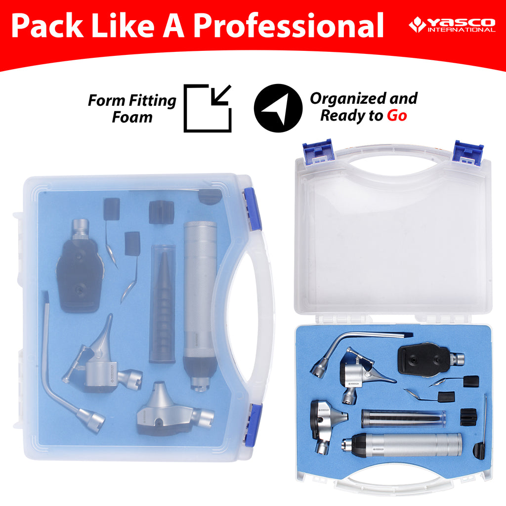 Fiber Optic EENT Ophthalmoscope & Otoscope Diagnostic Set (Single Aperture)