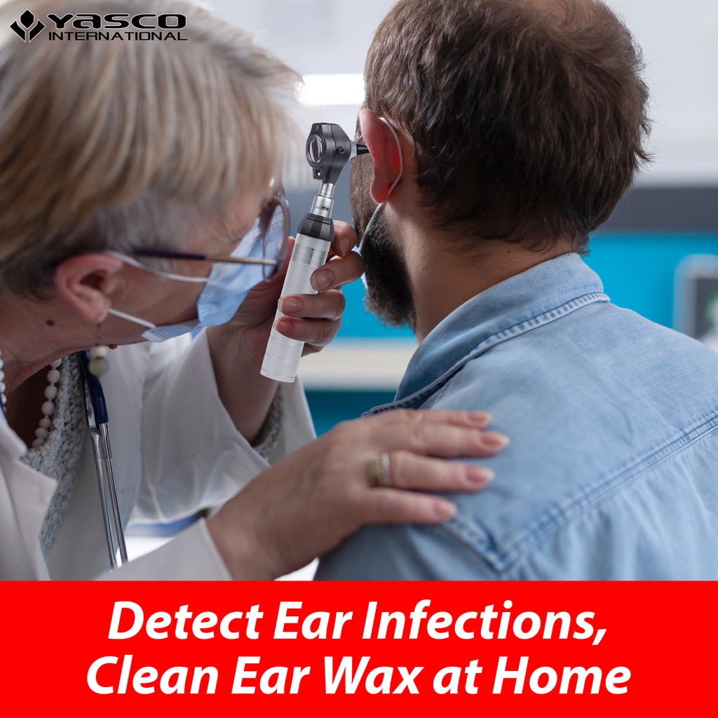 Fiber Optic Brass Otoscope Set - Black Finish Head