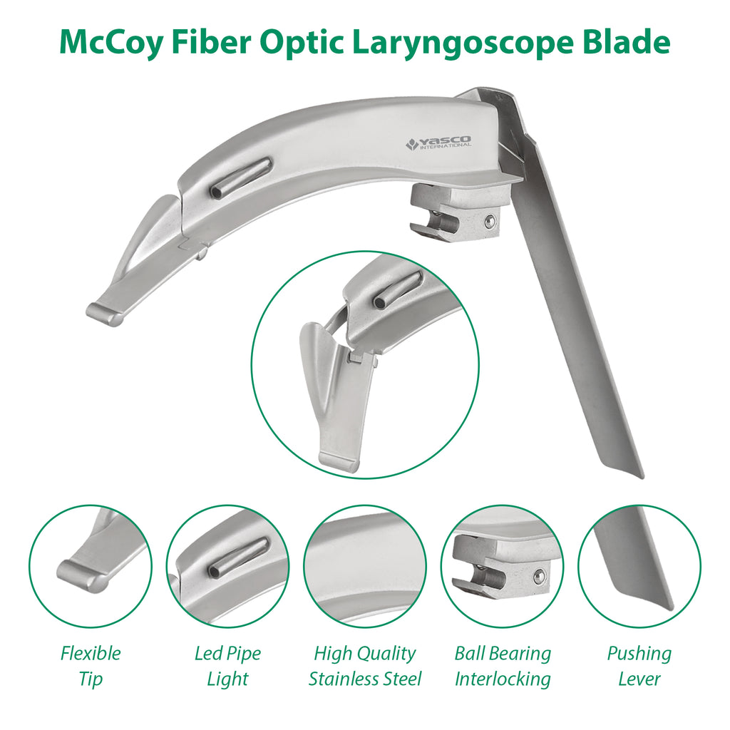 Fiber Optic (F.O) Laryngoscope Set, Flexible Tip , McCoy Blade