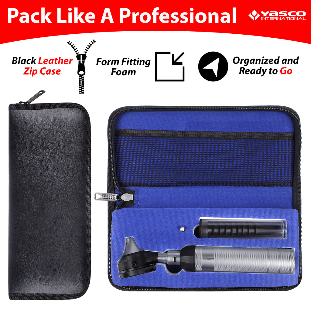 Fiber Optic Brass Otoscope Set - Black Finish Head