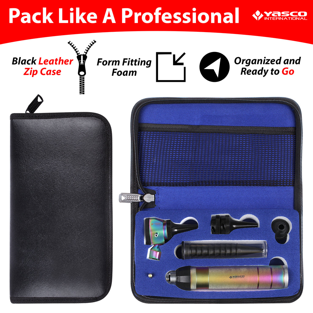 Brass Otoscope Set - Rainbow Finish