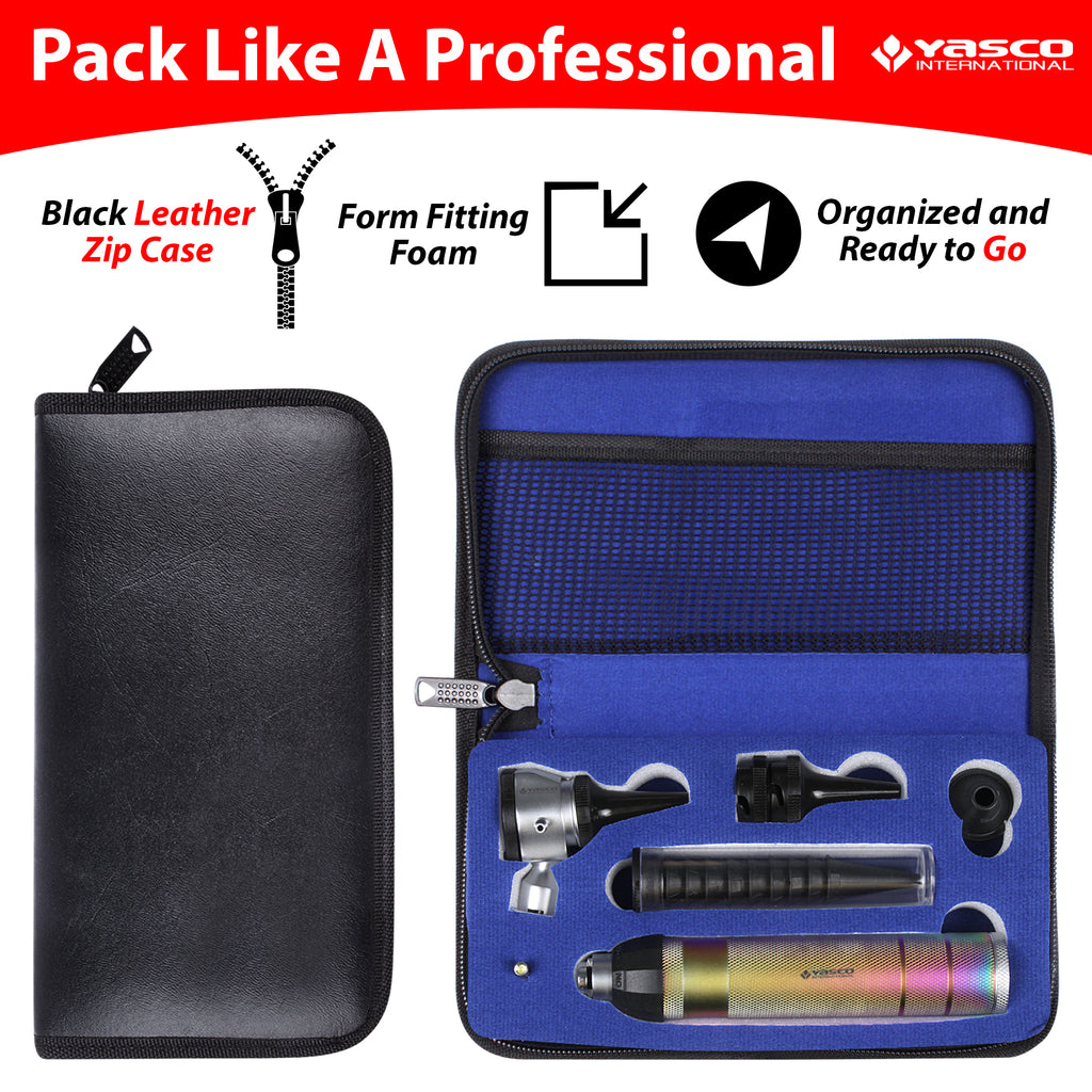 Brass Otoscope Set - Rainbow Finish Handle with Standard Finish Head