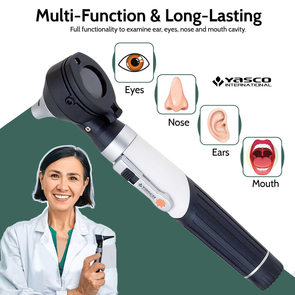 Fiber Optic Mini Otoscope Set - Black