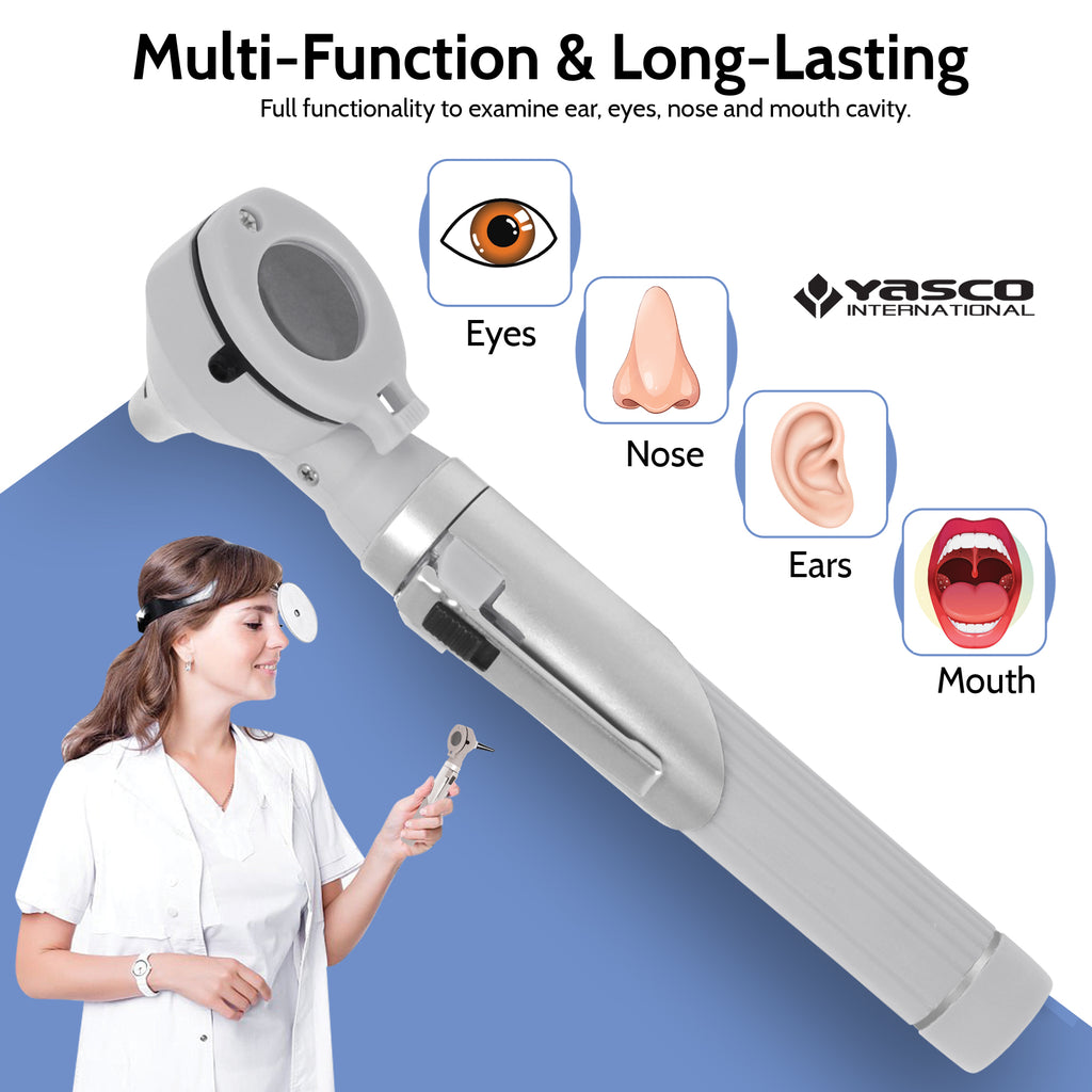 Fiber Optic Mini Otoscope Set - Gray