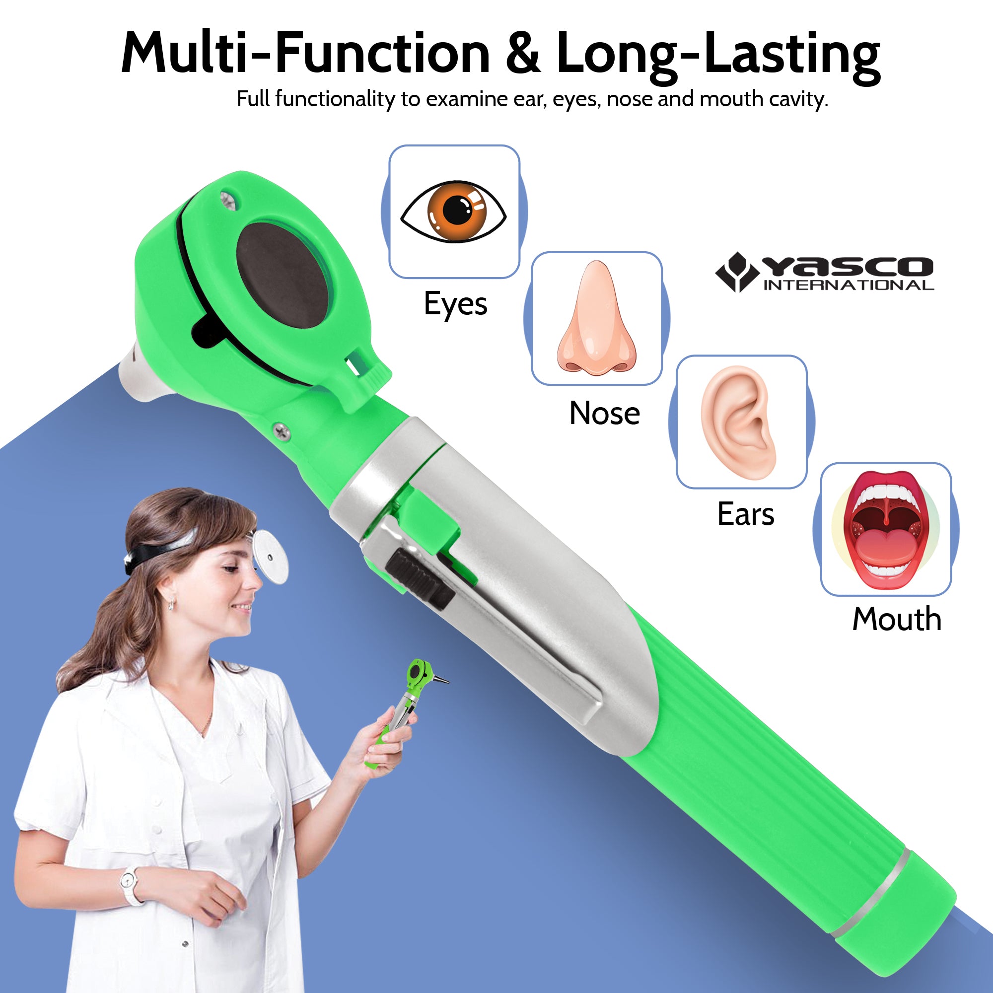 Fiber Optic Mini Otoscope Set - Green