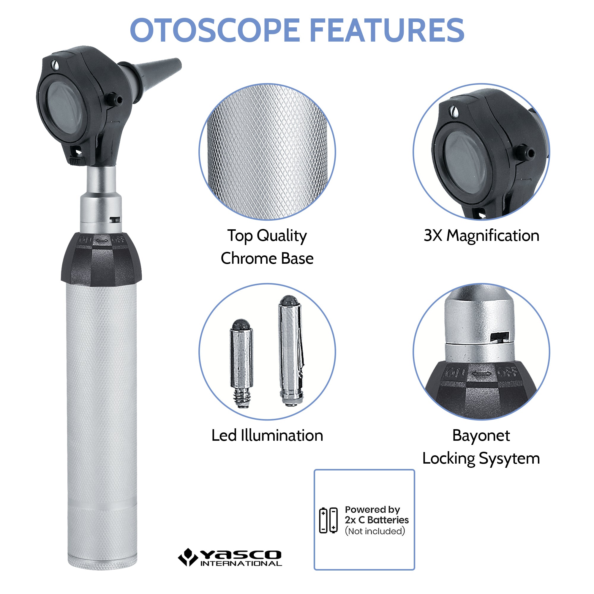 Ophthalmoscope & Otoscope Set - Black Head