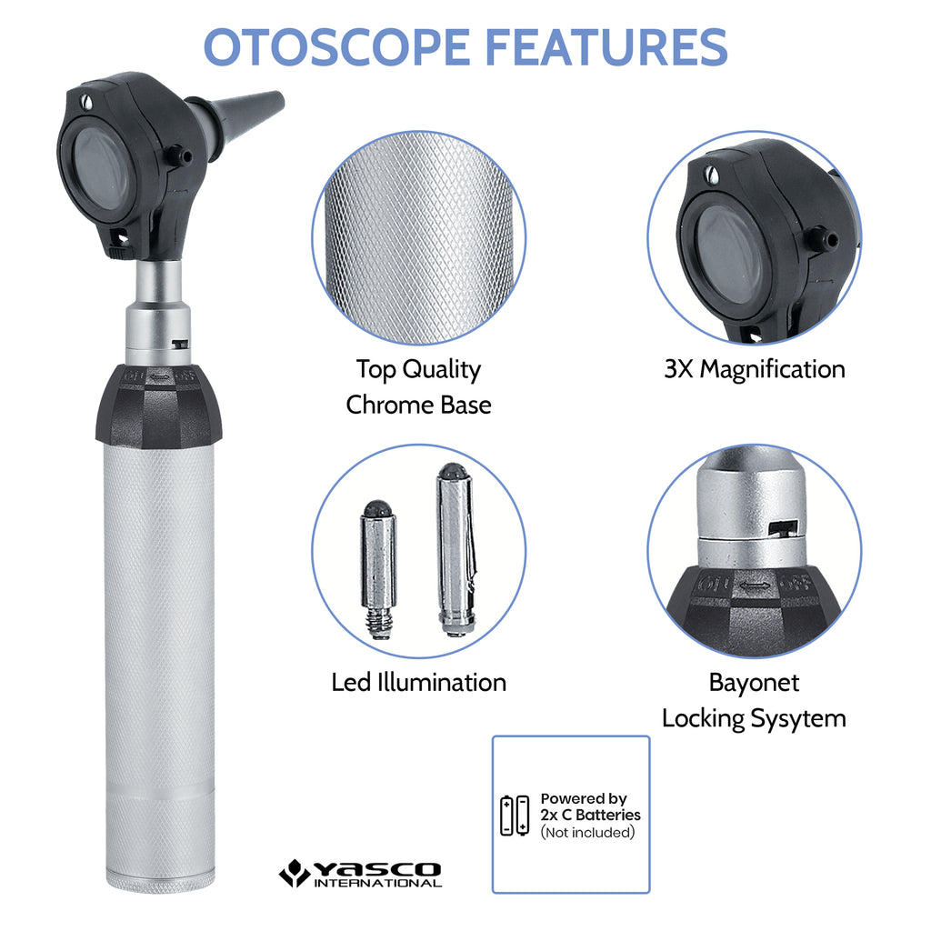 Ophthalmoscope & Otoscope Set - Black Head