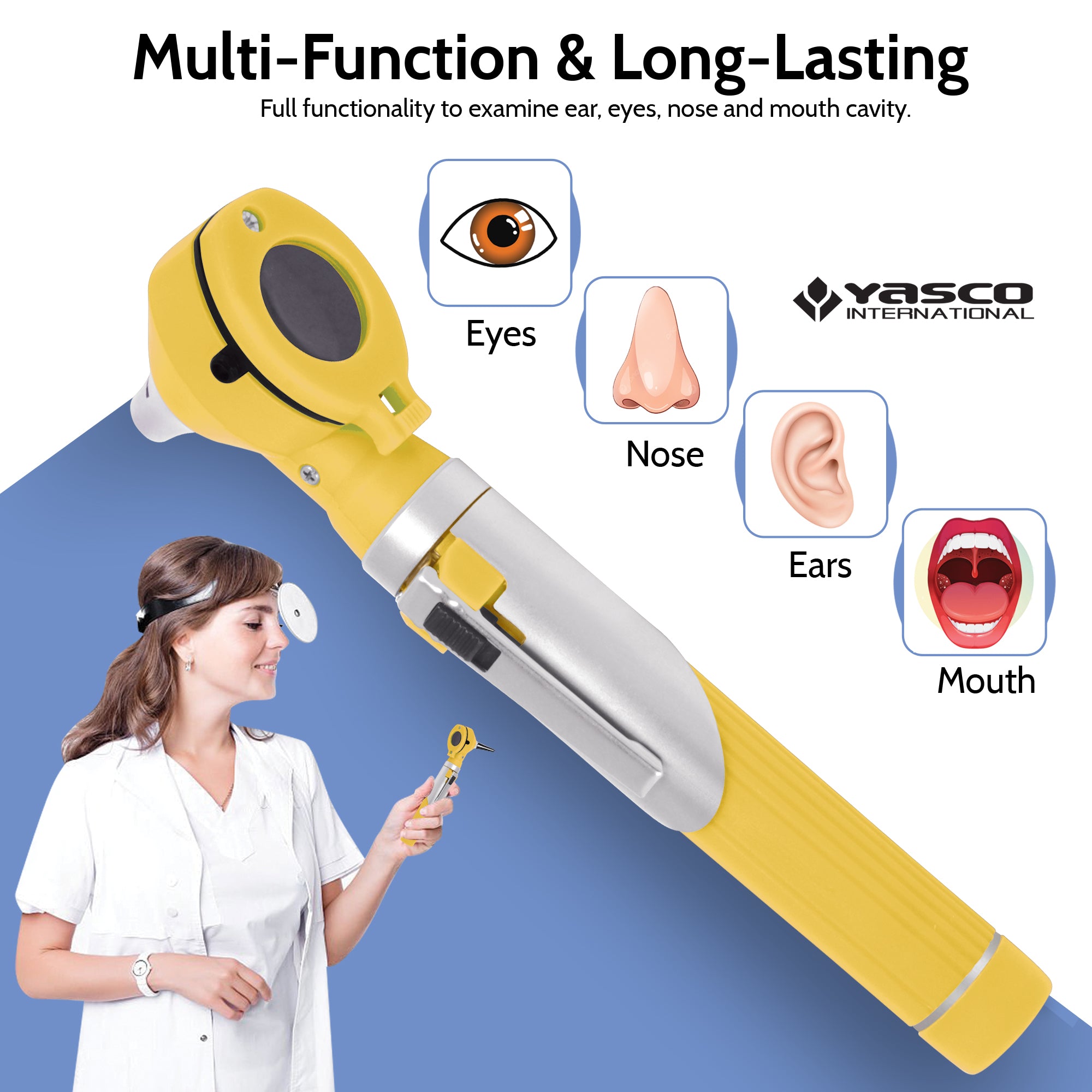 Fiber Optic Mini Otoscope Set - Yellow