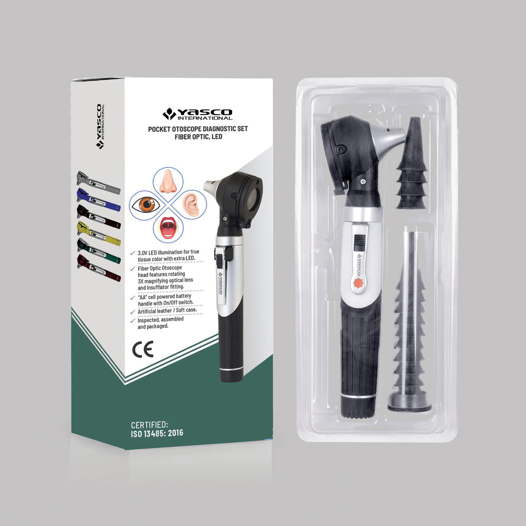 Fiber Optic Mini Otoscope Set - Black