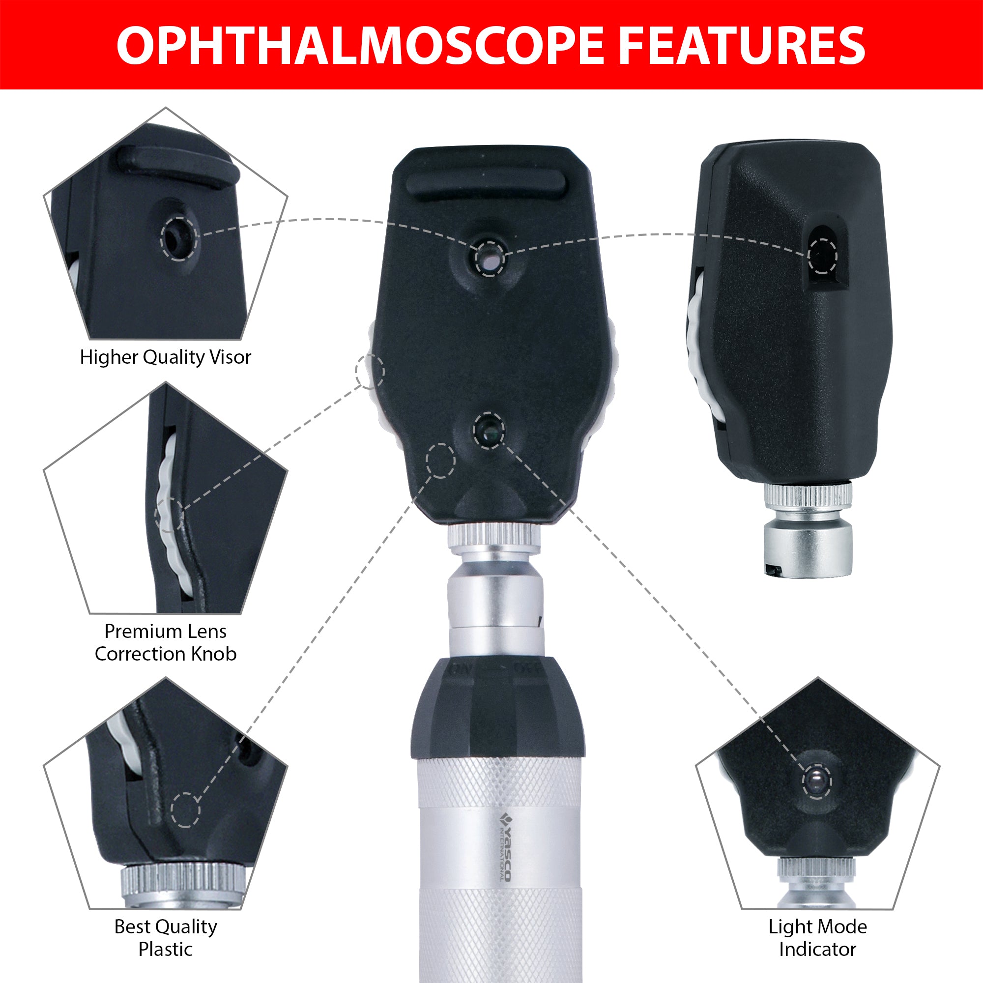 Fiber Optic EENT Ophthalmoscope & Otoscope Diagnostic Set (Single Aperture)