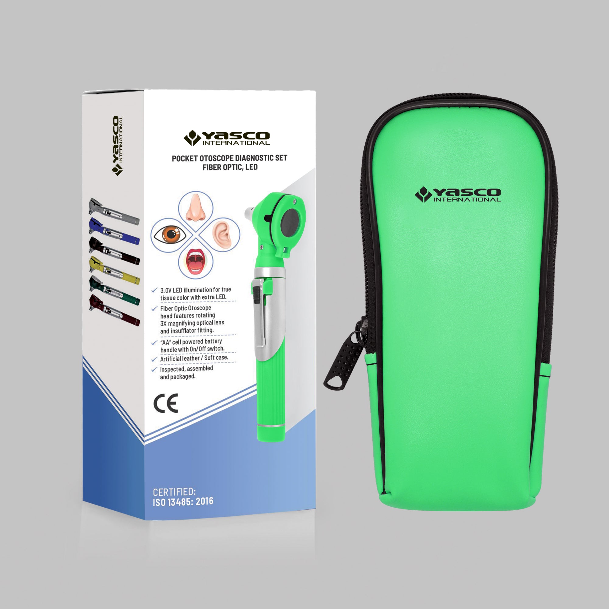 Fiber Optic Mini Otoscope Set - Green