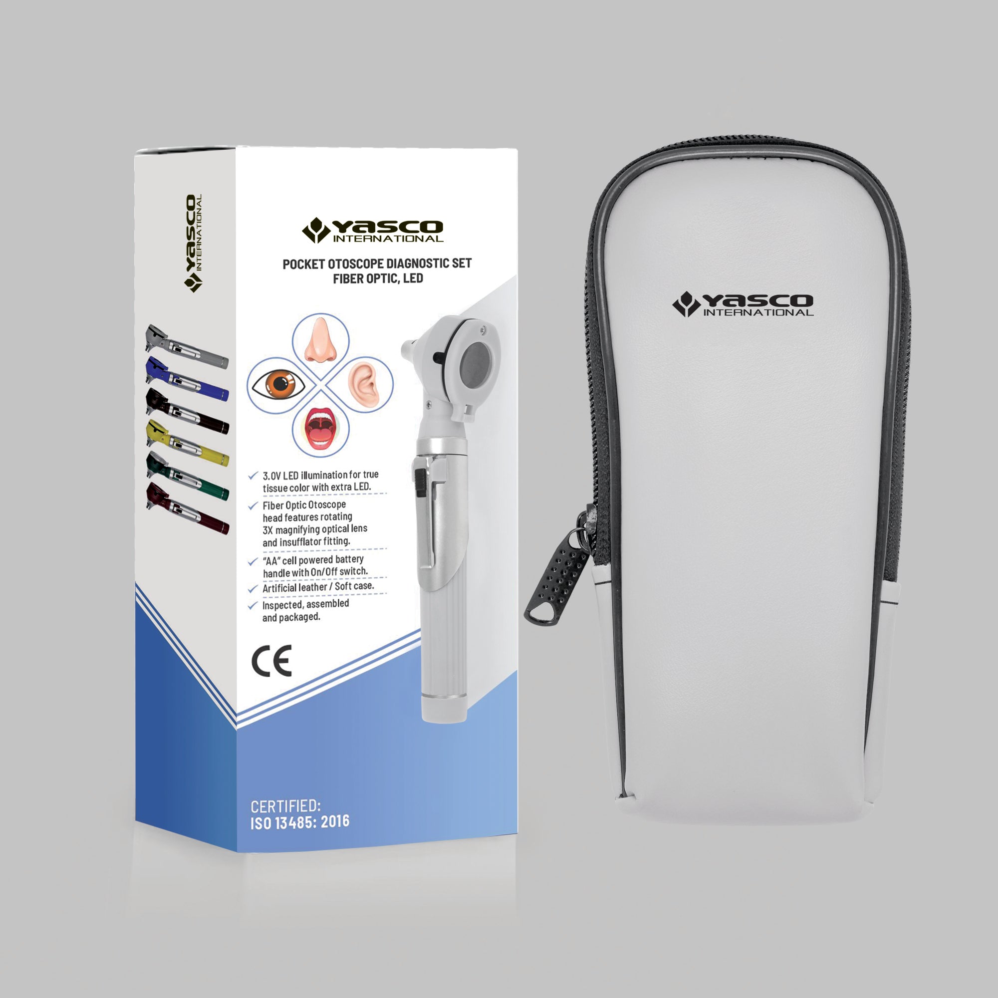 Fiber Optic Mini Otoscope Set - Gray