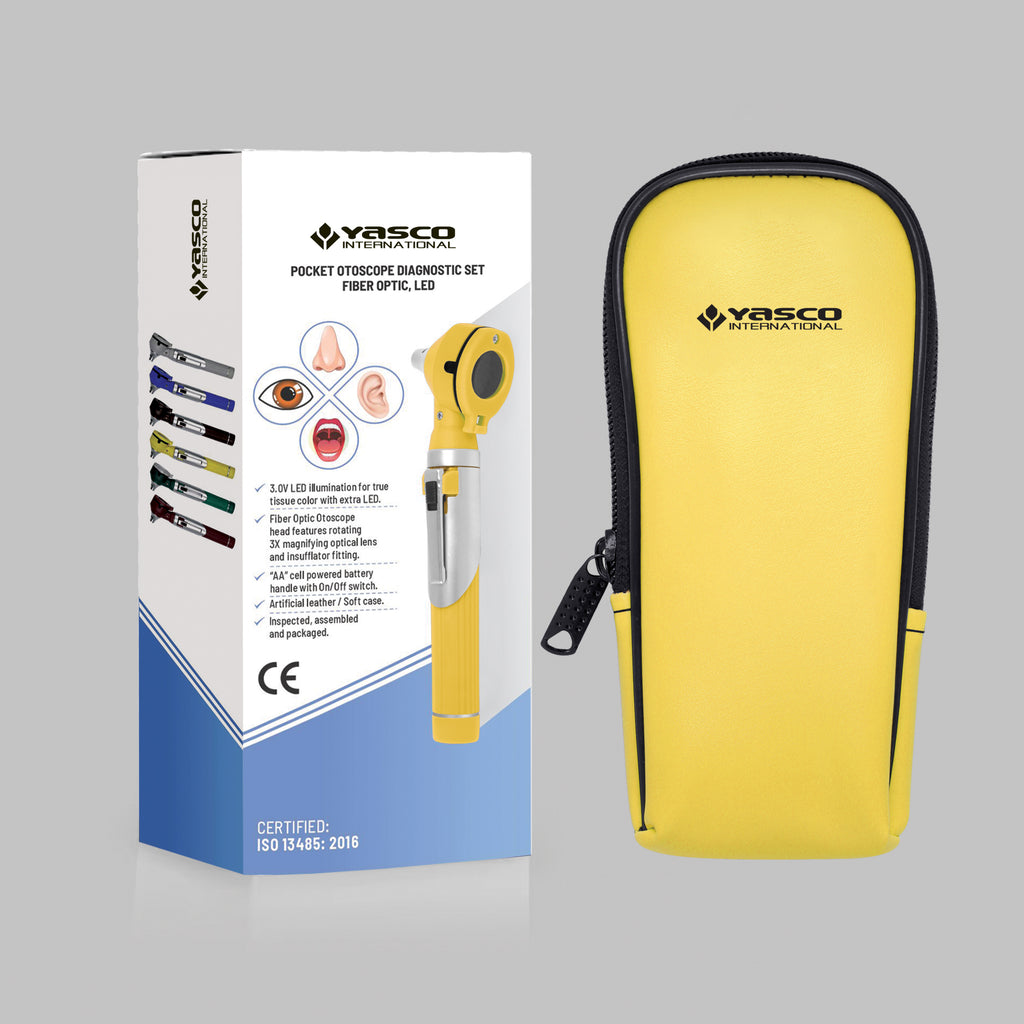 Fiber Optic Mini Otoscope Set - Yellow