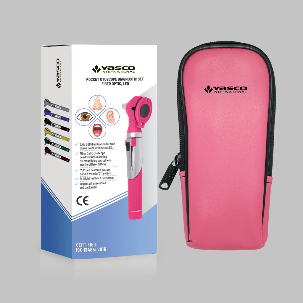 Fiber Optic Mini Otoscope Set - Rose Pink