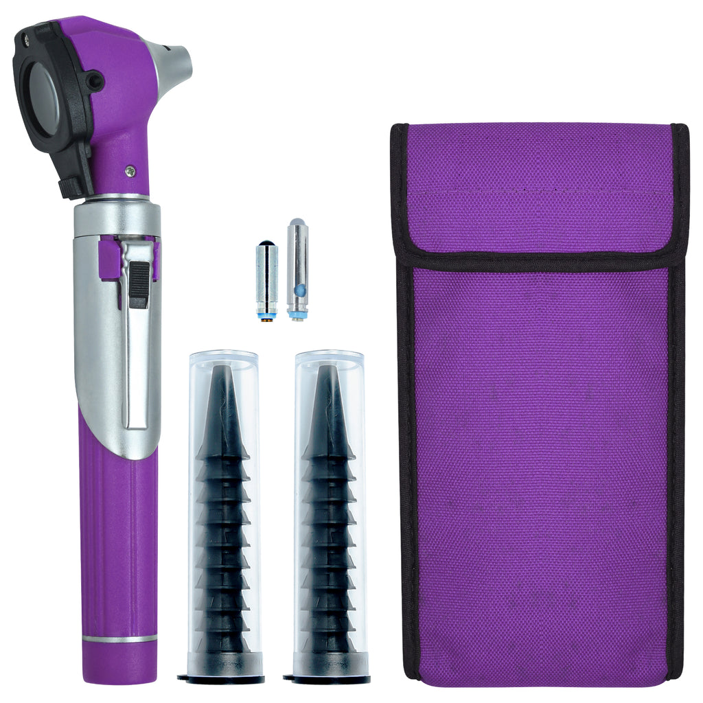 Fiber Optic Mini Otoscope Set - Purple