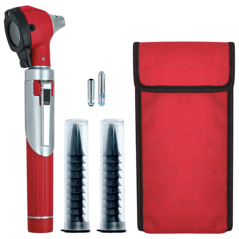 Fiber Optic Mini Otoscope Set - Red
