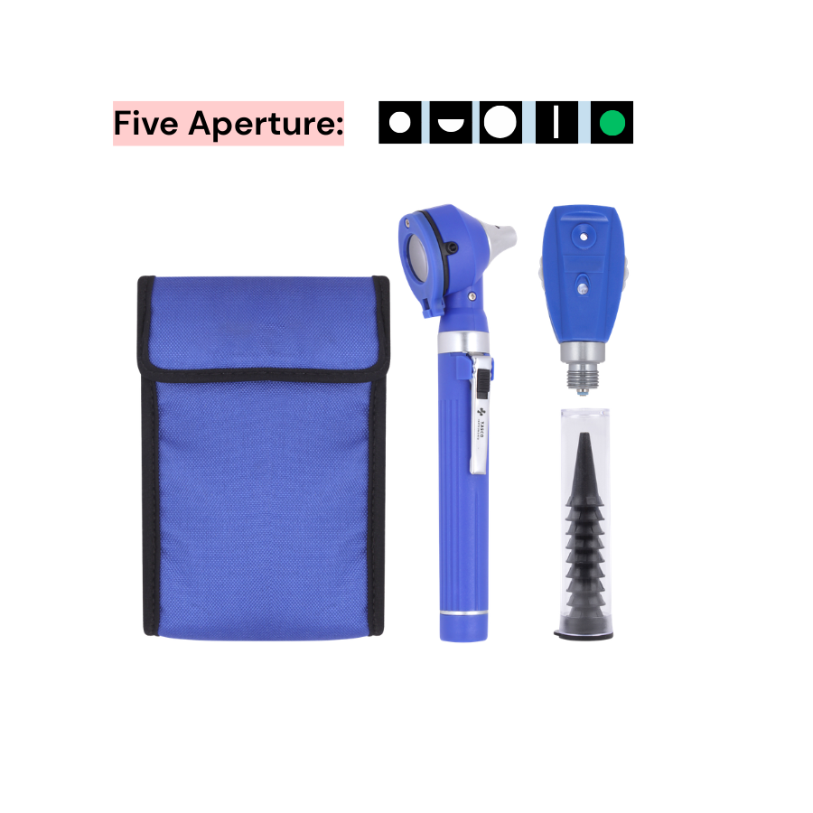 Fiber Optic Mini EENT Set | Navy Blue Otoscope & Ophthalmoscope Main image