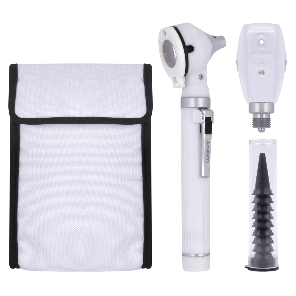 Fiber Optic Mini Ophthalmoscope & Otoscope Set - White
