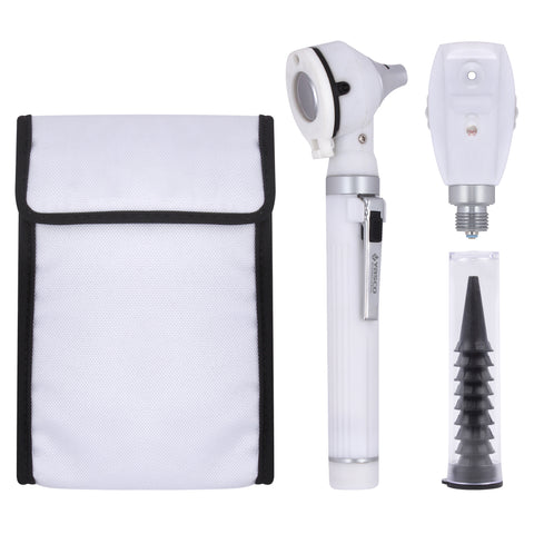Fiber Optic Mini Ophthalmoscope & Otoscope Set - White