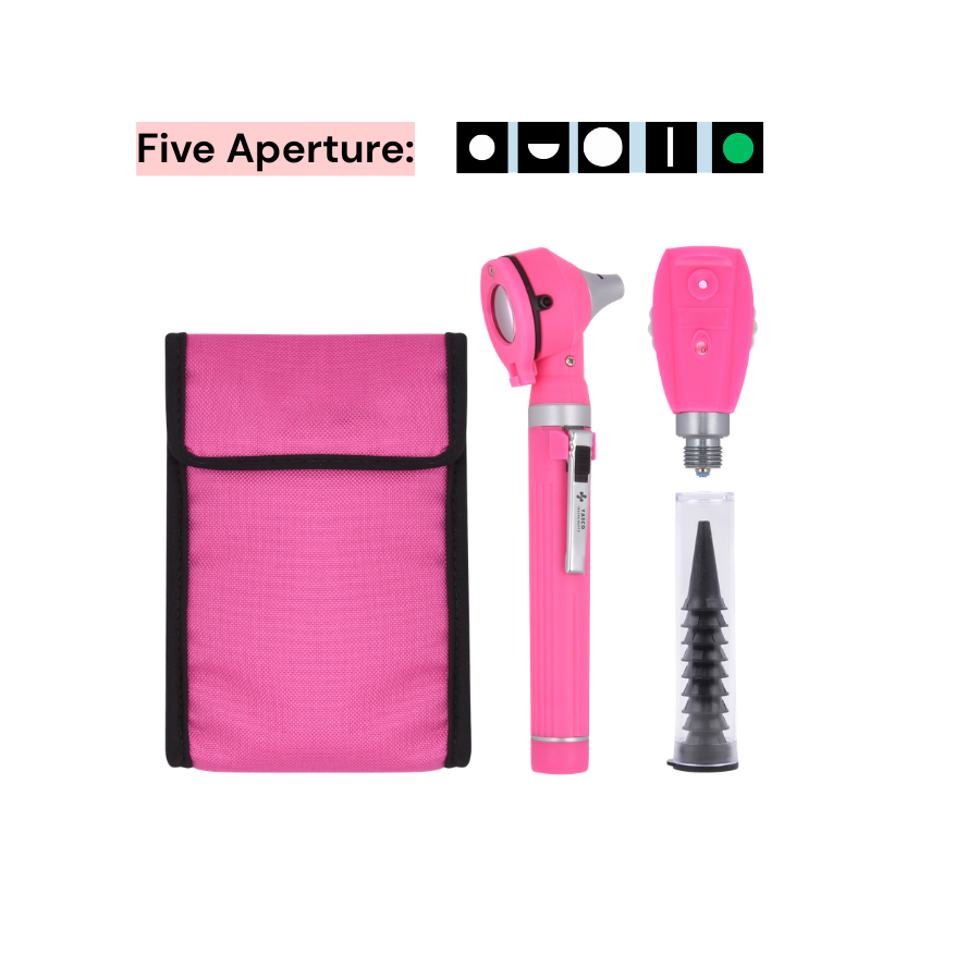 Fiber Optic Mini EENT Set | Rose Pink Otoscope & Ophthalmoscope