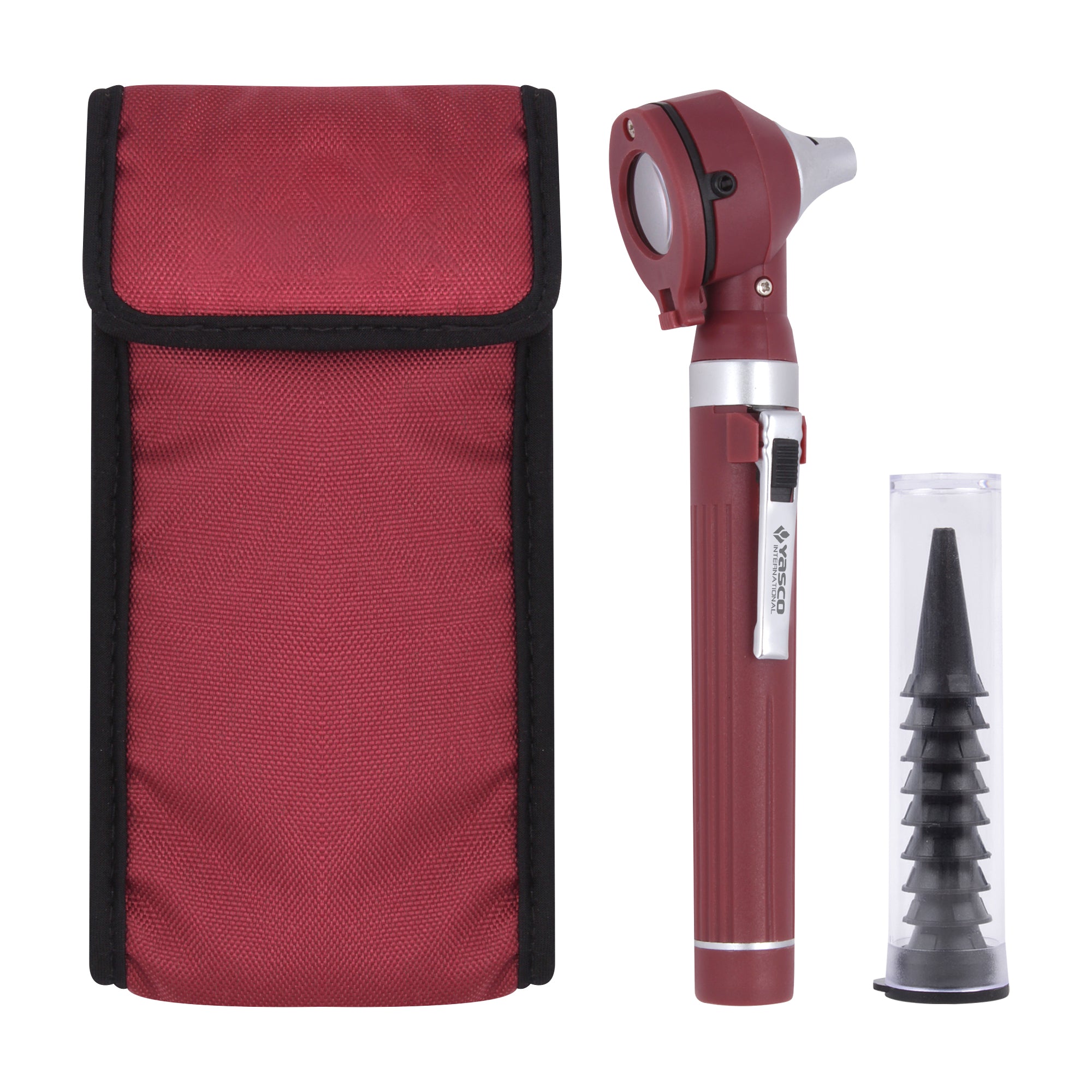 Fiber Optic Mini Otoscope Set - Burgundy