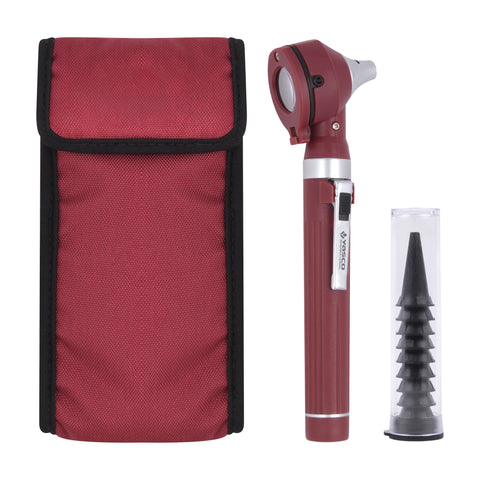 Fiber Optic Mini Otoscope Set - Burgundy