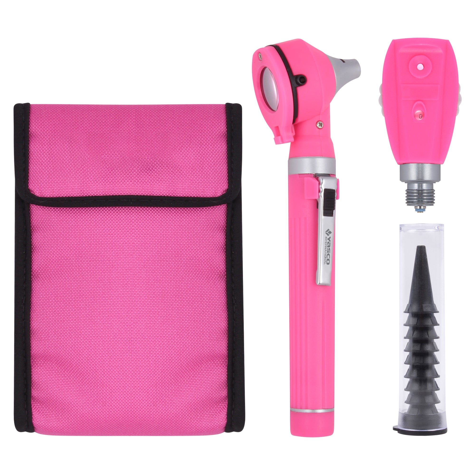 Fiber Optic Mini Ophthalmoscope & Otoscope Set -  Rose Pink