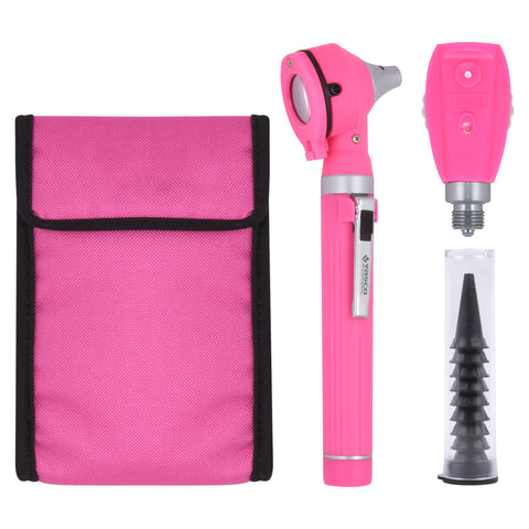 Fiber Optic Mini Ophthalmoscope & Otoscope Set -  Rose Pink